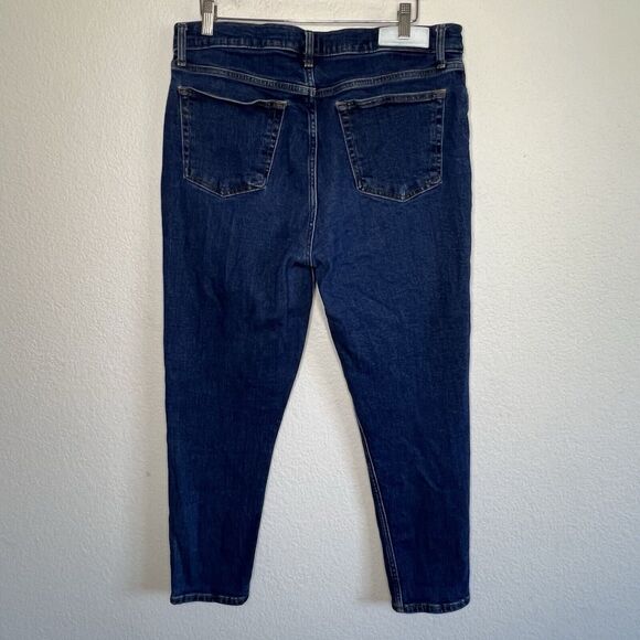 RE/Done 90s High Rise Ankle Crop Dark Western Rinse Jeans Size 32 Button Fly R15 - Picture 6 of 8
